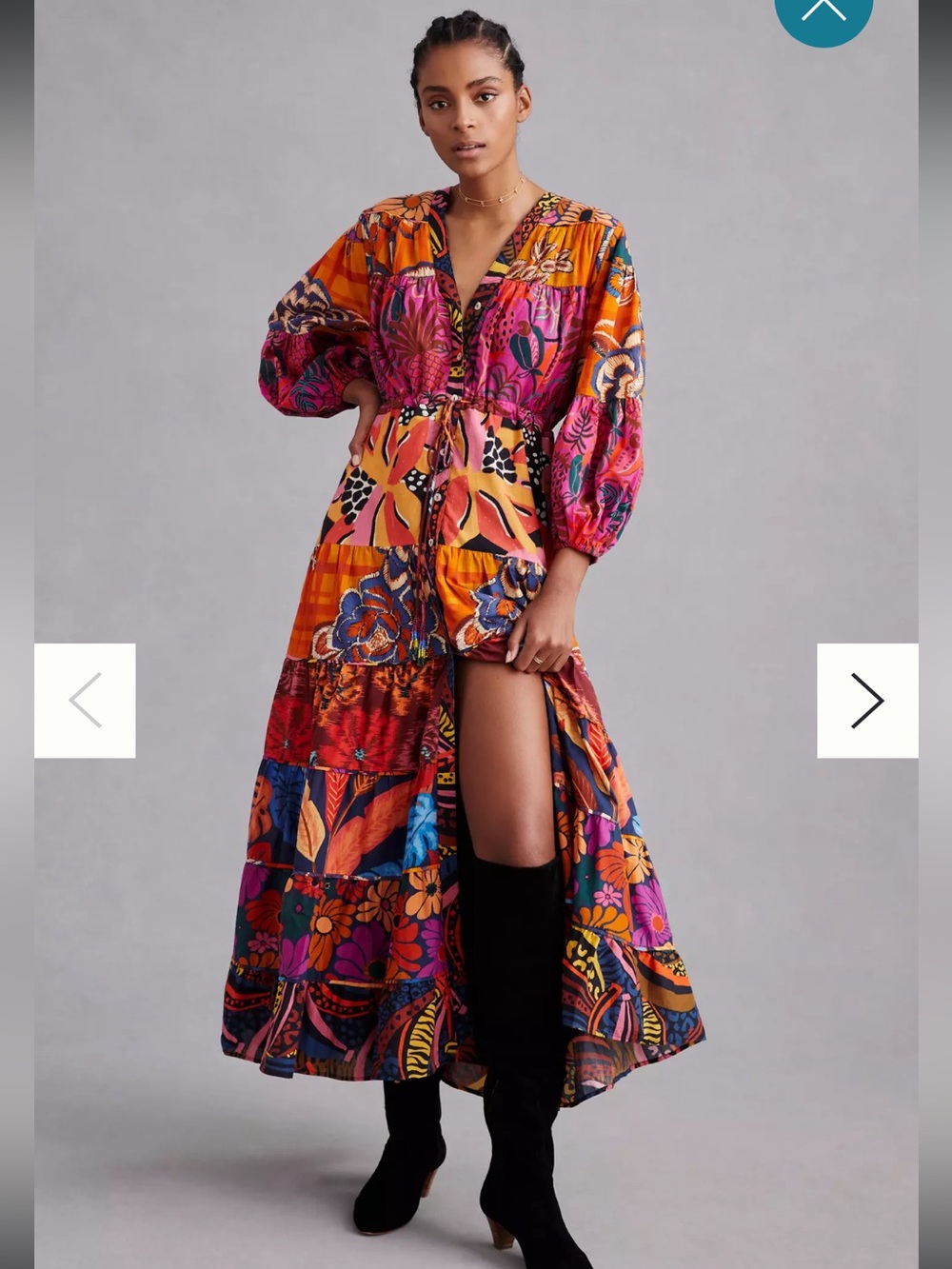 FARM RIO Button-Front Maxi Dress